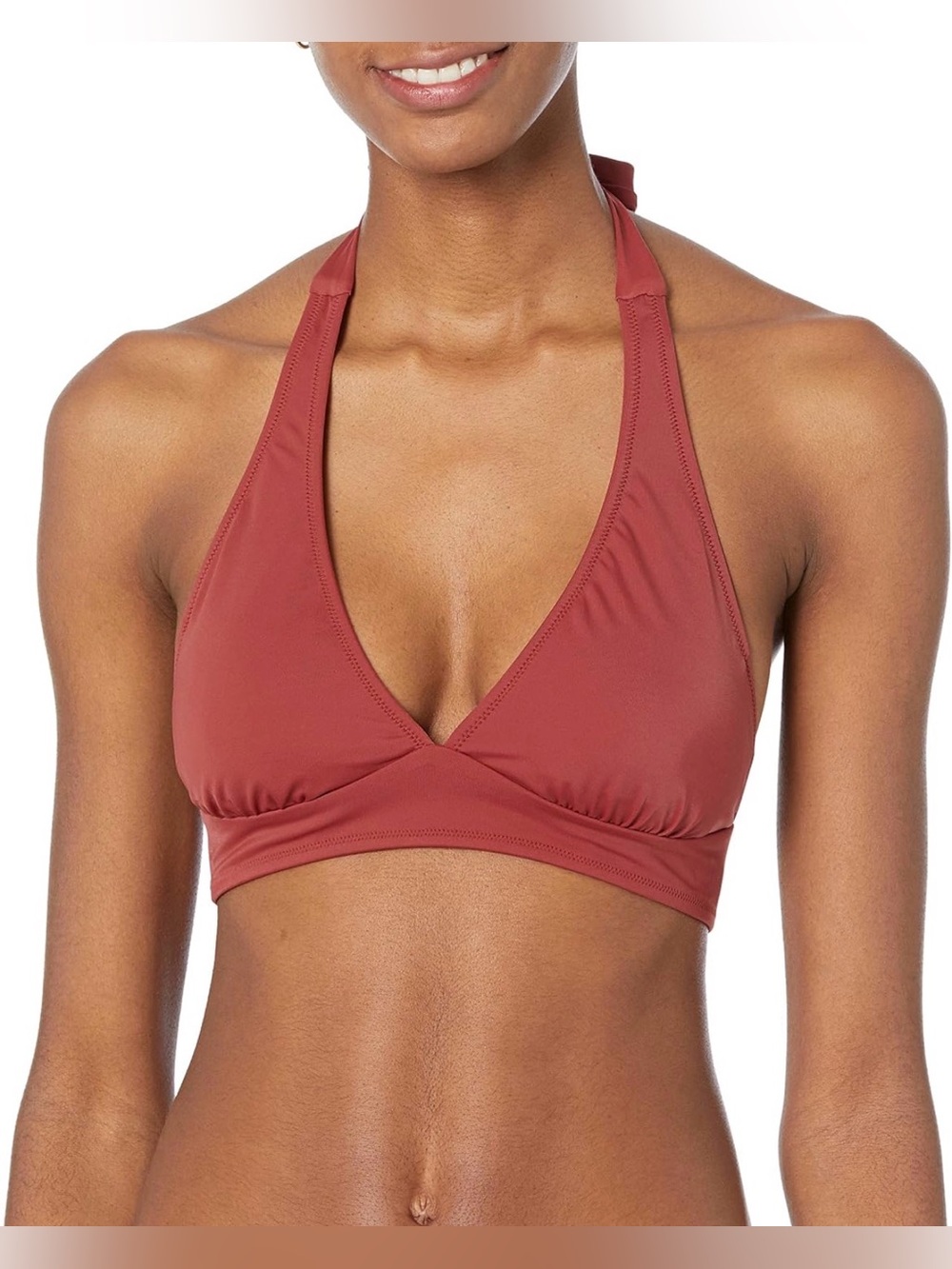 Amazon Essentials Bikini Top Light Supported Padded Halter Brick Red XL NWT